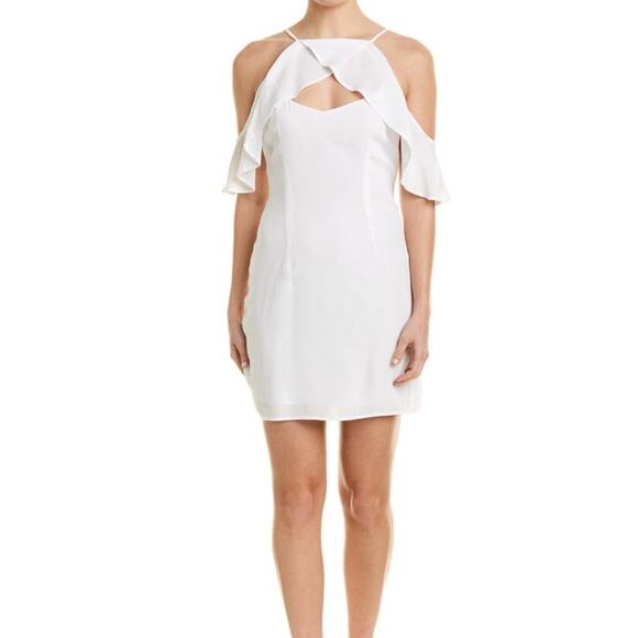 BB Dakota Dress Kaless Cold Shoulder White Sheath - Picture 2 of 9